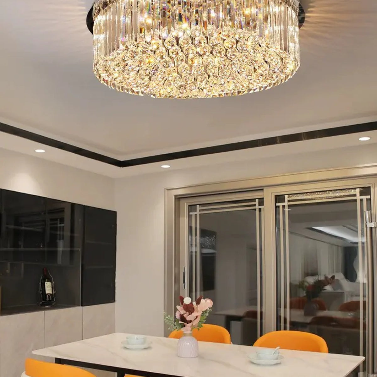 AM0518 — Light Luxury Square Crystal Ceiling Light for Living Rooms