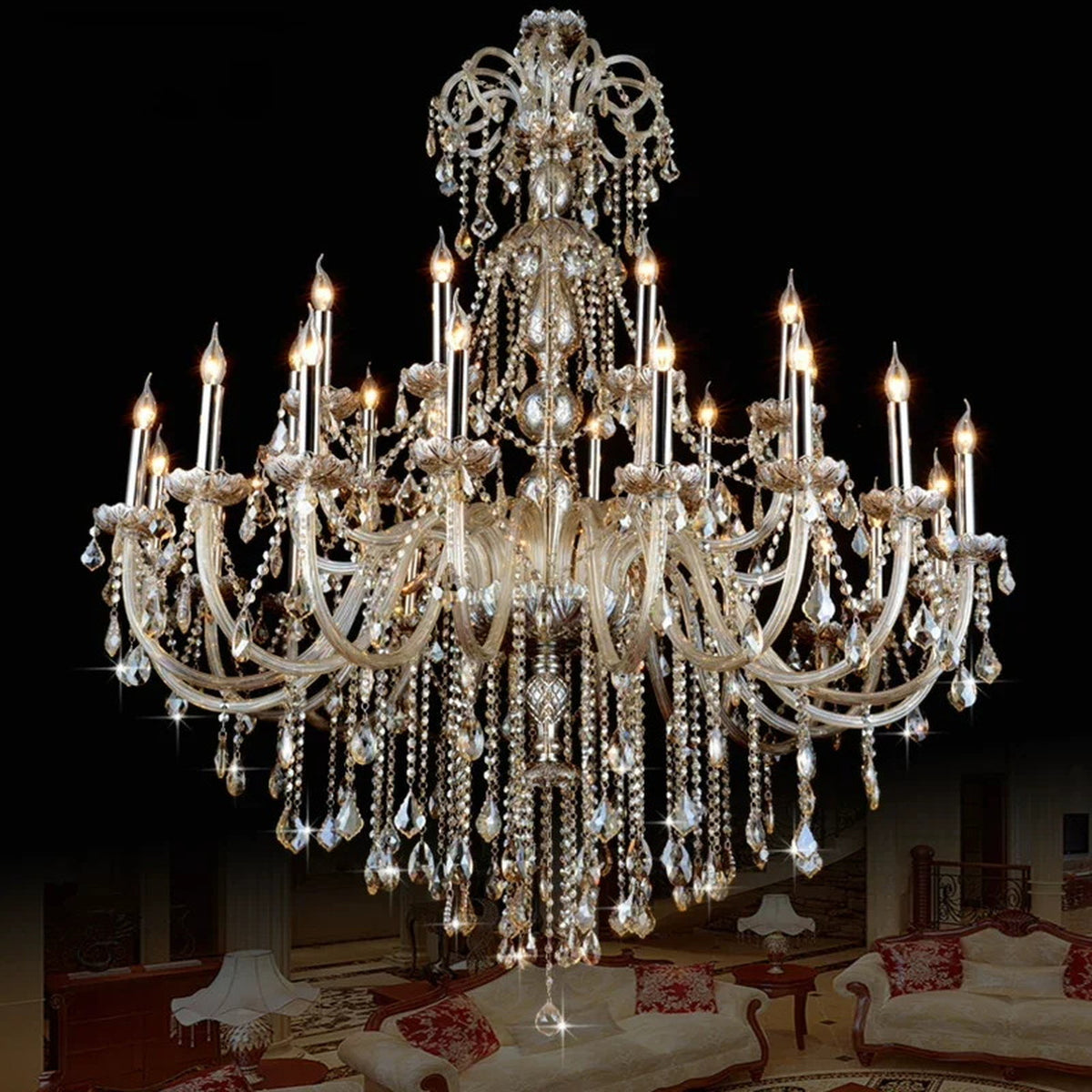 AM0780 — European Crystal Chandelier for Duplex Spaces & Stairwells