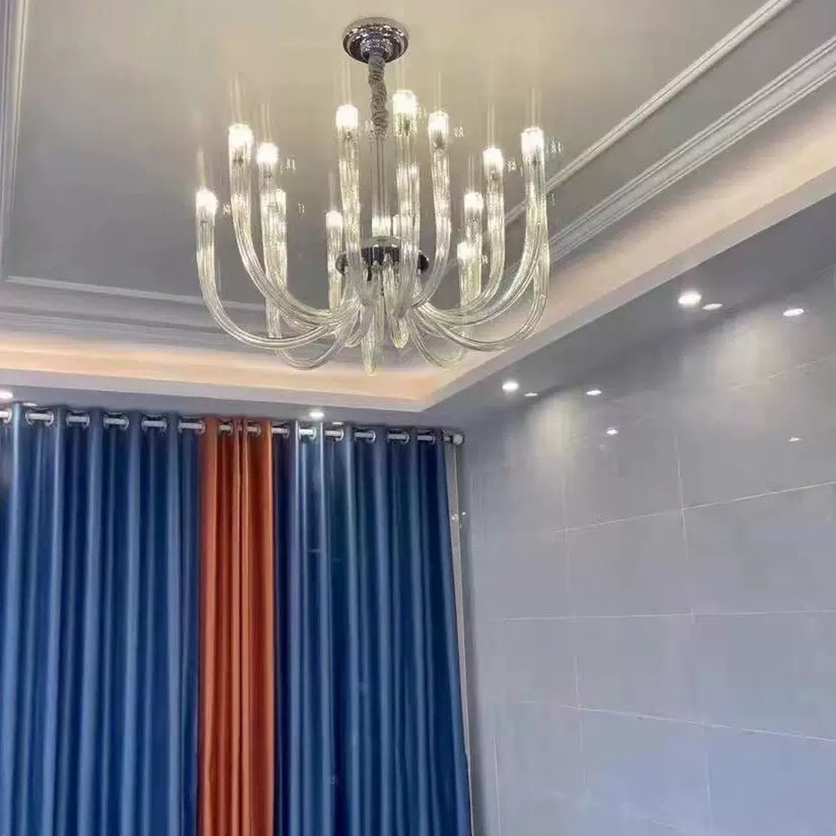 AM0829 — Postmodern Candle Crystal Glass Chandelier for Offices