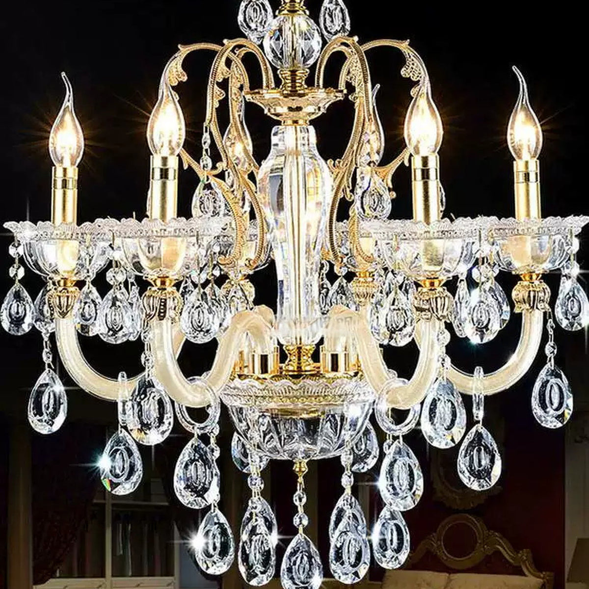 AM0861 — European Duplex Crystal Stainless Steel Chandelier for Studies