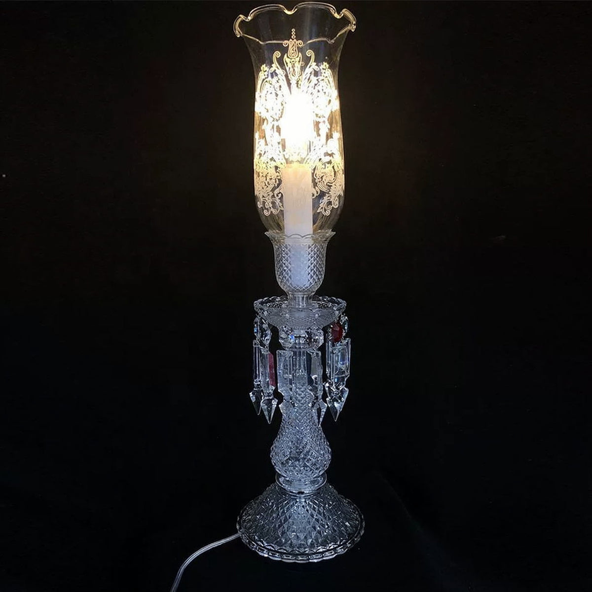 AM0851 — French Crystal Fabric Table Lamp for Living Rooms & Bedrooms