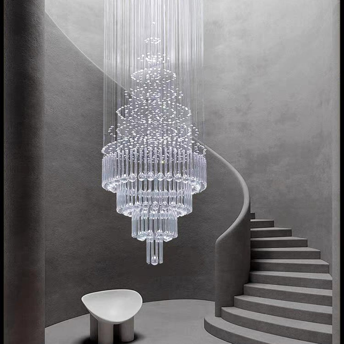 AM0483 — Modern Minimalist Stairwell Crystal Chandelier for Living Rooms