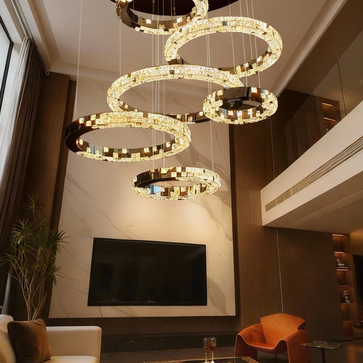 AM0664 — Light Luxury Stairwell Crystal Chandelier for Living Rooms