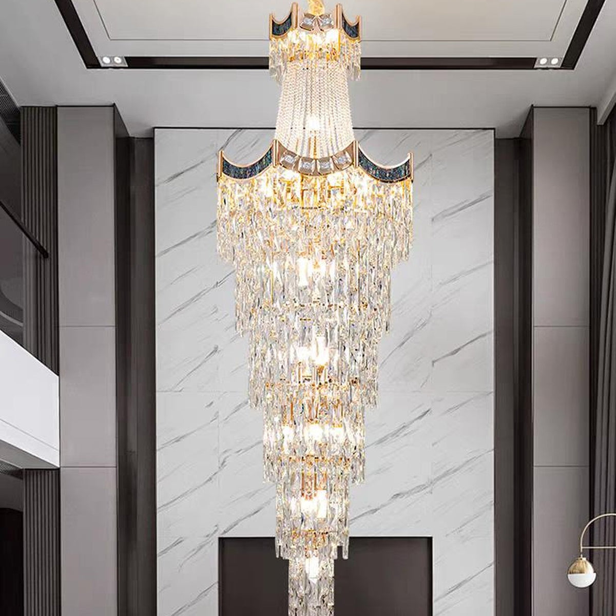 AM0557 — Light Luxury Stairwell Crystal Chandelier for Living Rooms