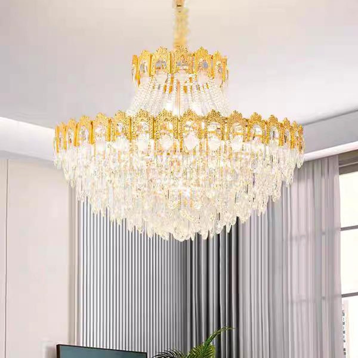AM0549 — Light Luxury Stairwell Crystal Chandelier for Living Rooms