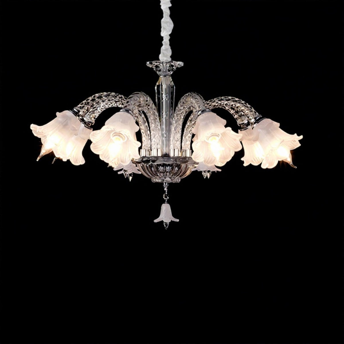 AM0841 — French Cream Crystal American Stainless Steel Chandelier for Living Rooms & Dining Rooms