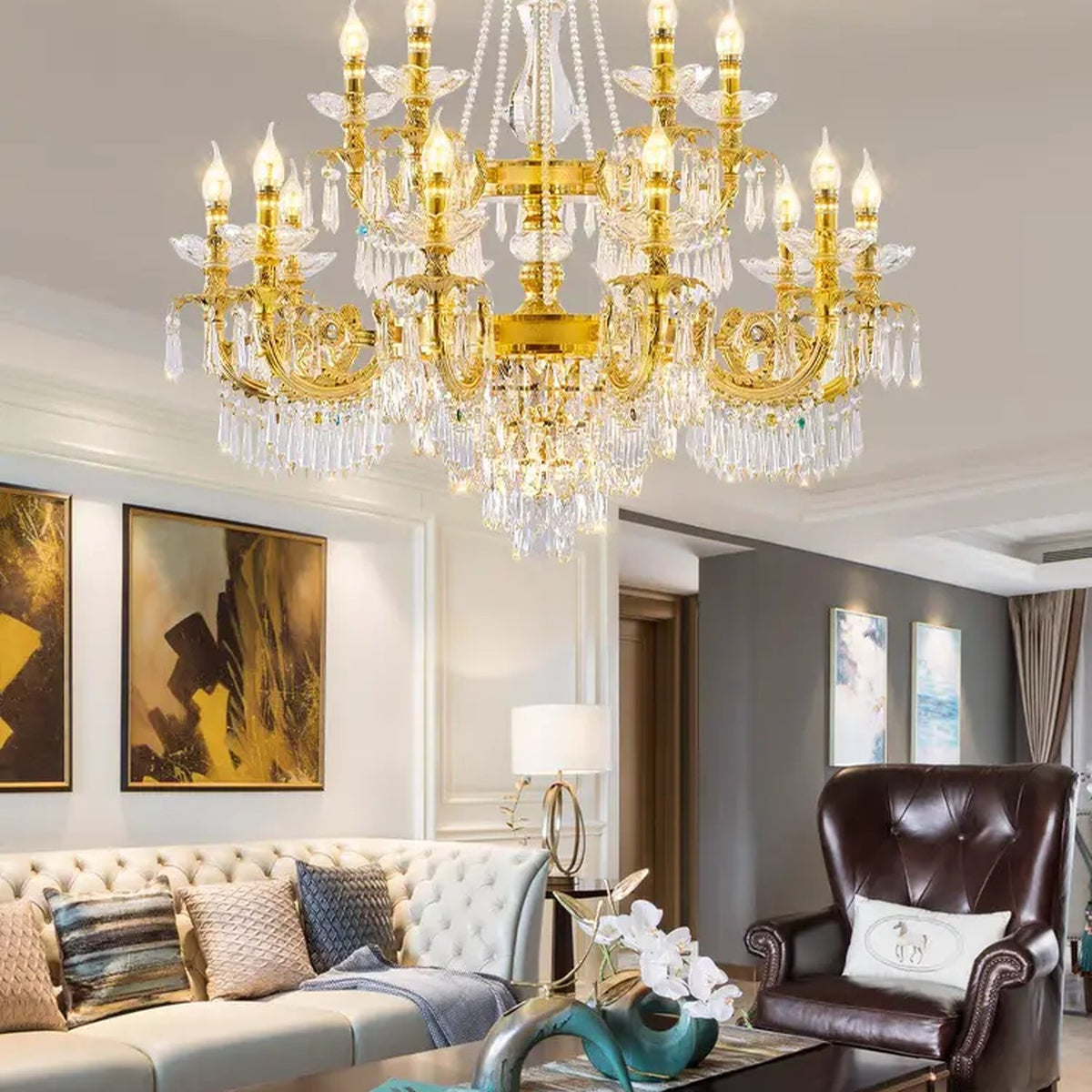AM0647 — Light Luxury Crystal Chandelier for Living Rooms