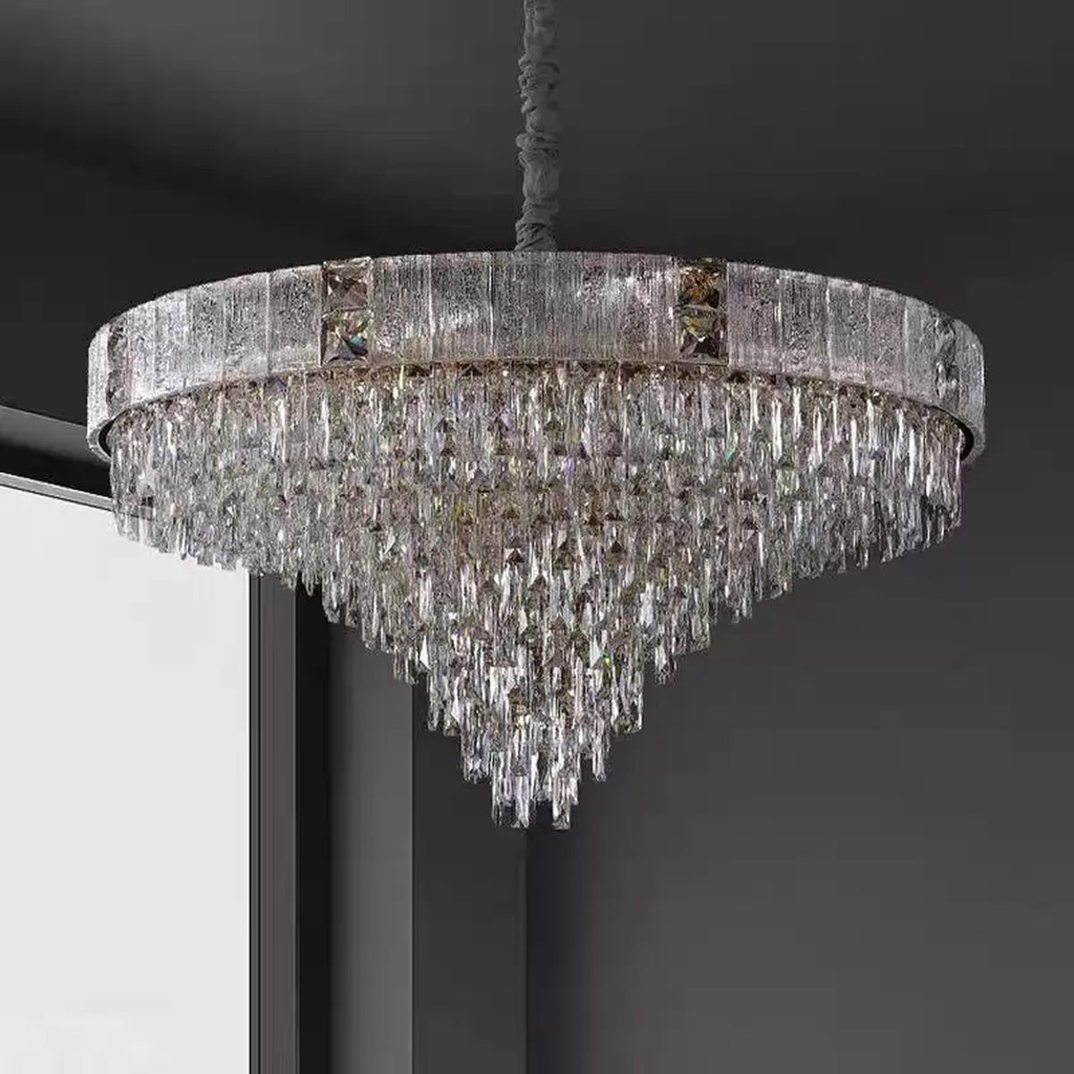 AM0559 — Light Luxury Round Crystal Chandelier for Living Rooms