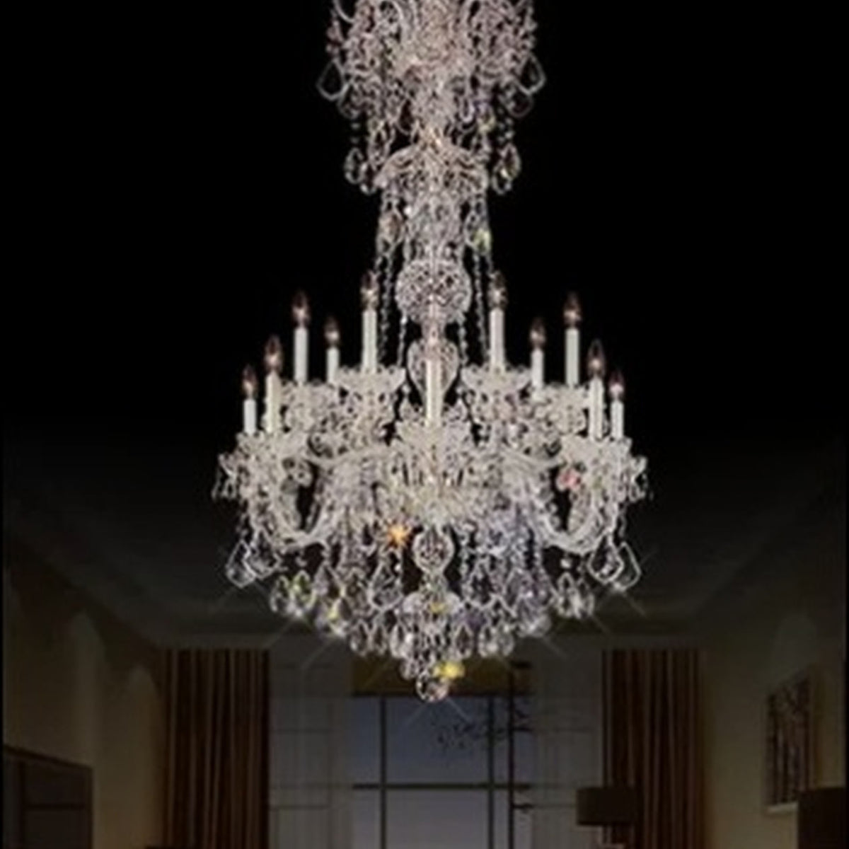 AM0828 — European Crystal Chandelier for Duplex Spaces & Stairwells