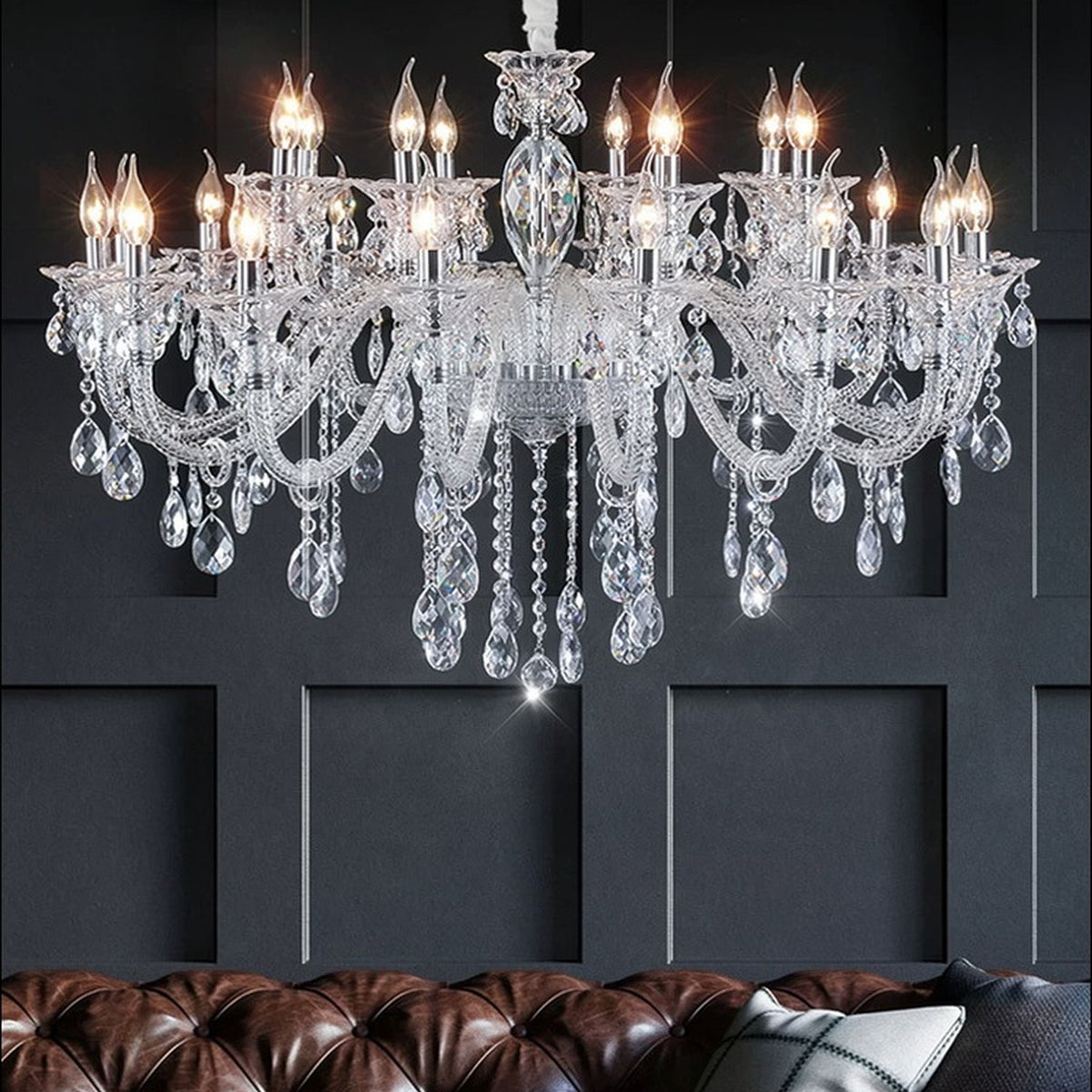 AM0840 — French Grand Hall Crystal Stainless Steel Chandelier for Living Rooms & Dining Rooms