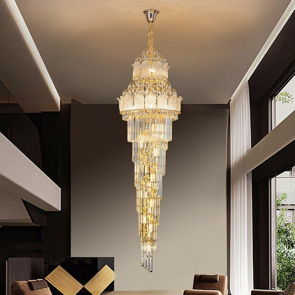 AM0658 — European Spiral Staircase Crystal Chandelier for Living Rooms