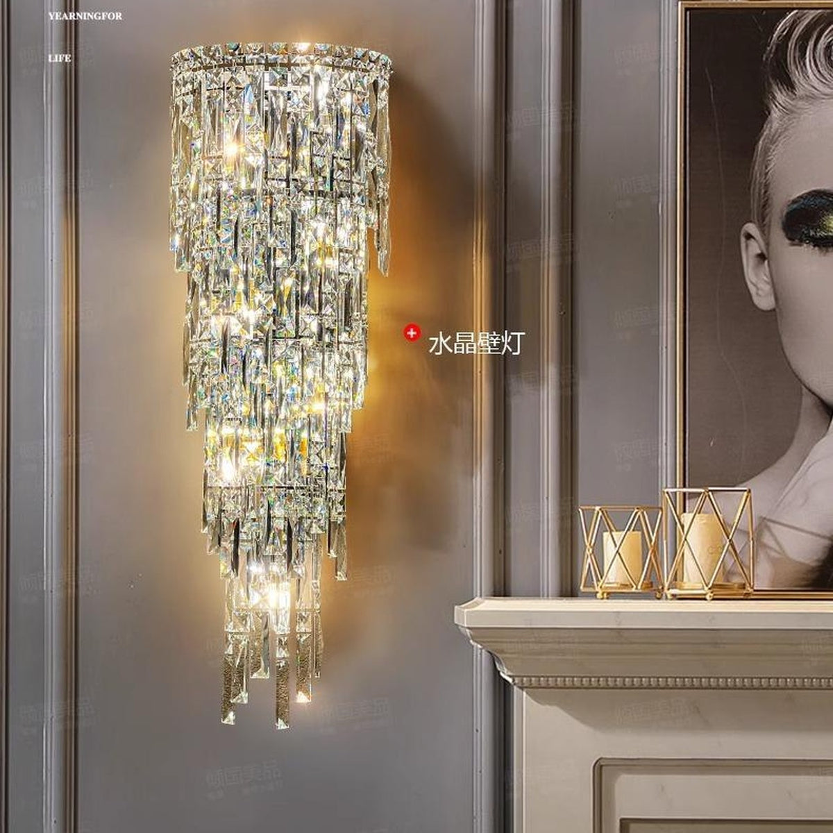 AM0480 — Light Luxury Stairwell Crystal Wall Light for Living Rooms