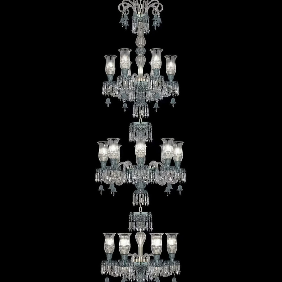 AM0853 — French Stairwell Duplex Glass Chandelier for Hotels & Ballrooms