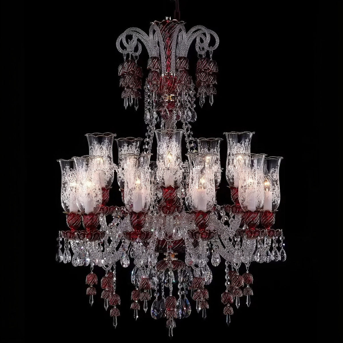 AM0844 — European Stairwell Duplex Glass Chandelier for Living Rooms