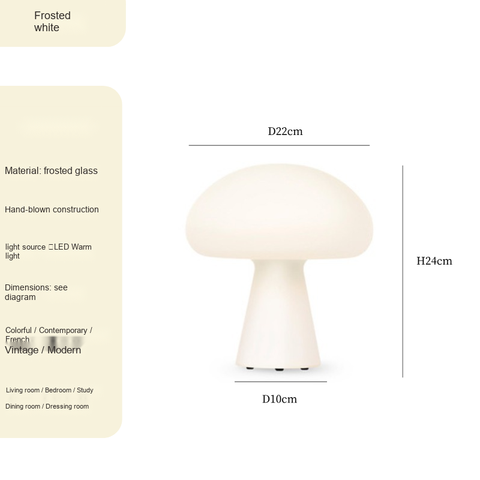Frosted white glass · USB; Touch switch / 3 brightness levels