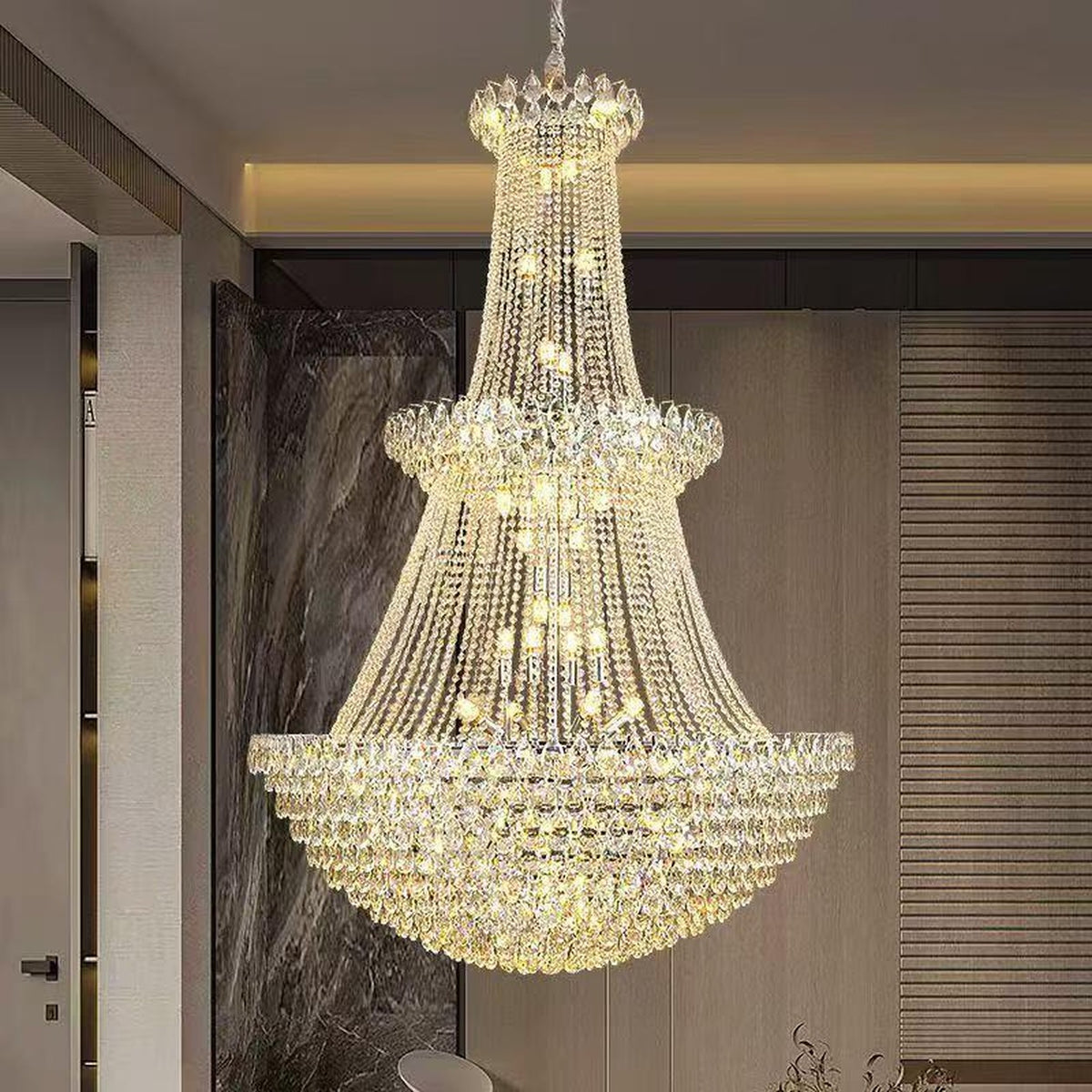 AM0610 — Light Luxury Stairwell Crystal Chandelier for Living Rooms