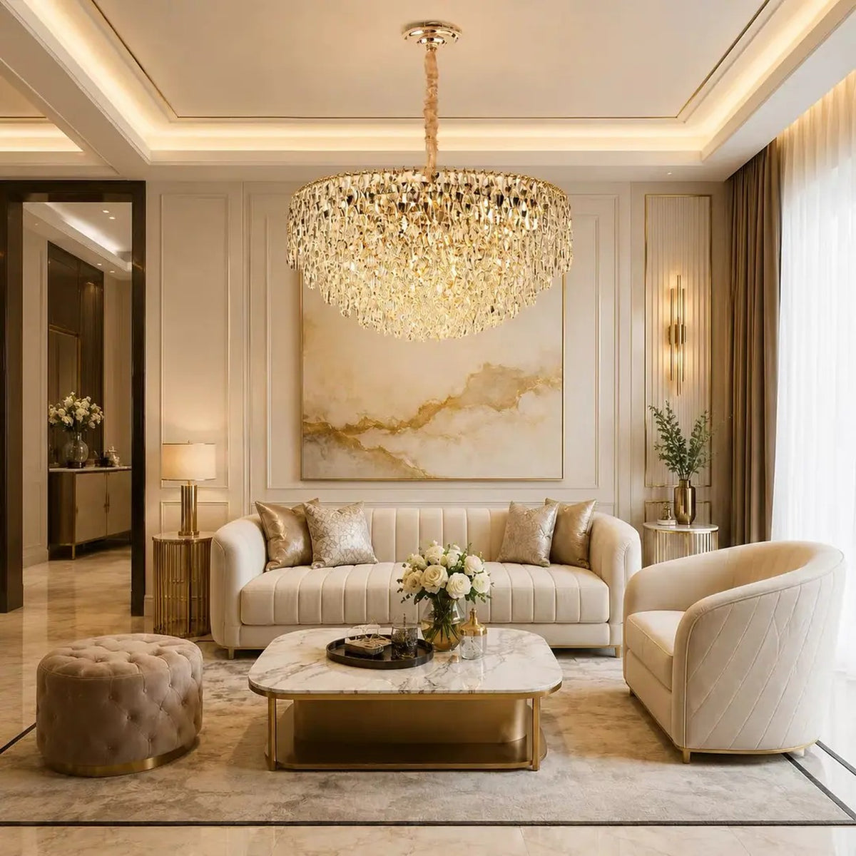AM0523 — Light Luxury K9 Crystal Chandelier for Living Rooms