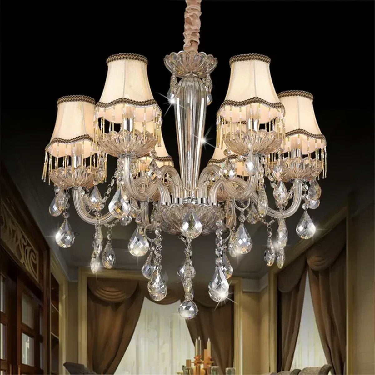 AM0783 — European Duplex Crystal Metal Chandelier for Living Rooms