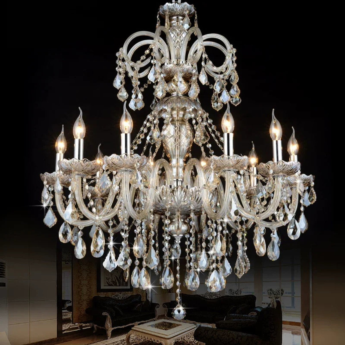 AM0780 — European Crystal Chandelier for Duplex Spaces & Stairwells