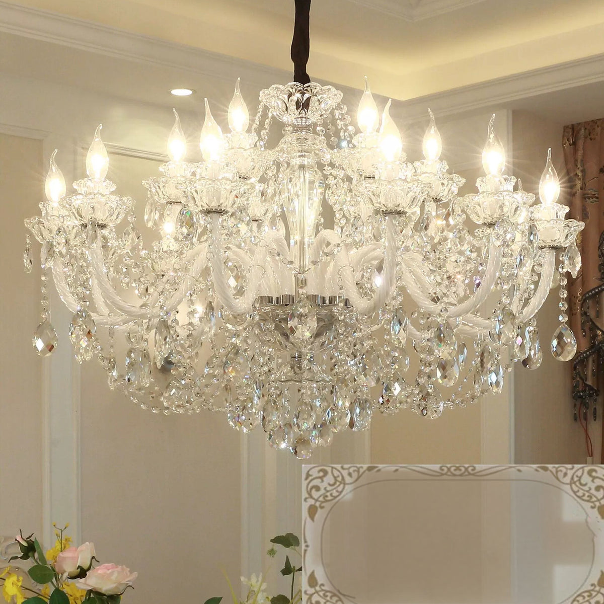 AM0836 — European Candle Grand Hall Crystal Chandelier for Living Rooms & Dining Rooms
