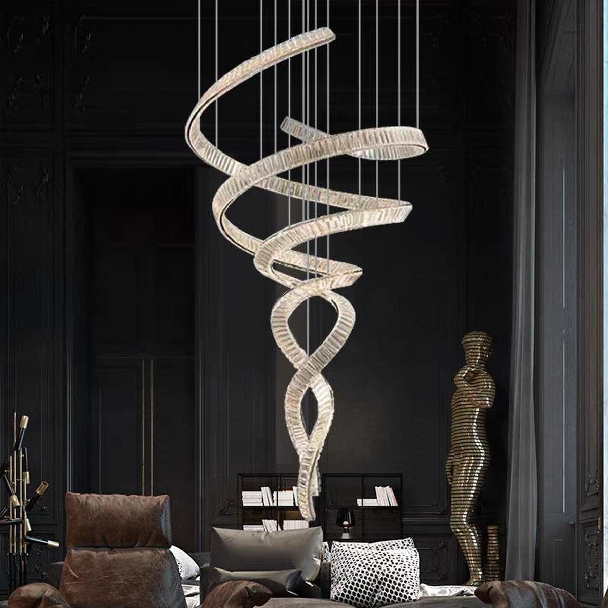 AM0550 — Light Luxury Linear Crystal Chandelier for Living Rooms