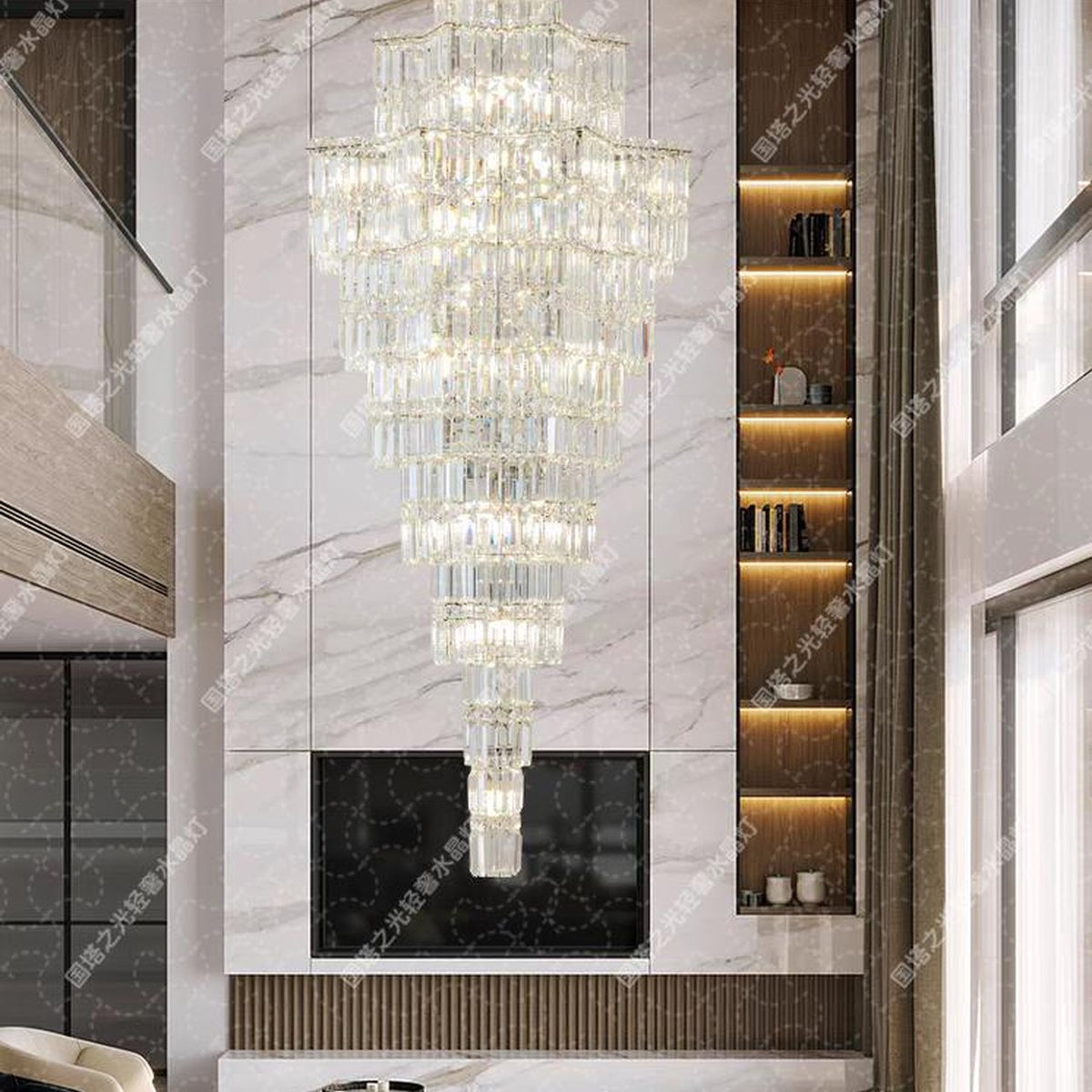 AM0526 — Postmodern Stairwell Crystal Chandelier for Living Rooms