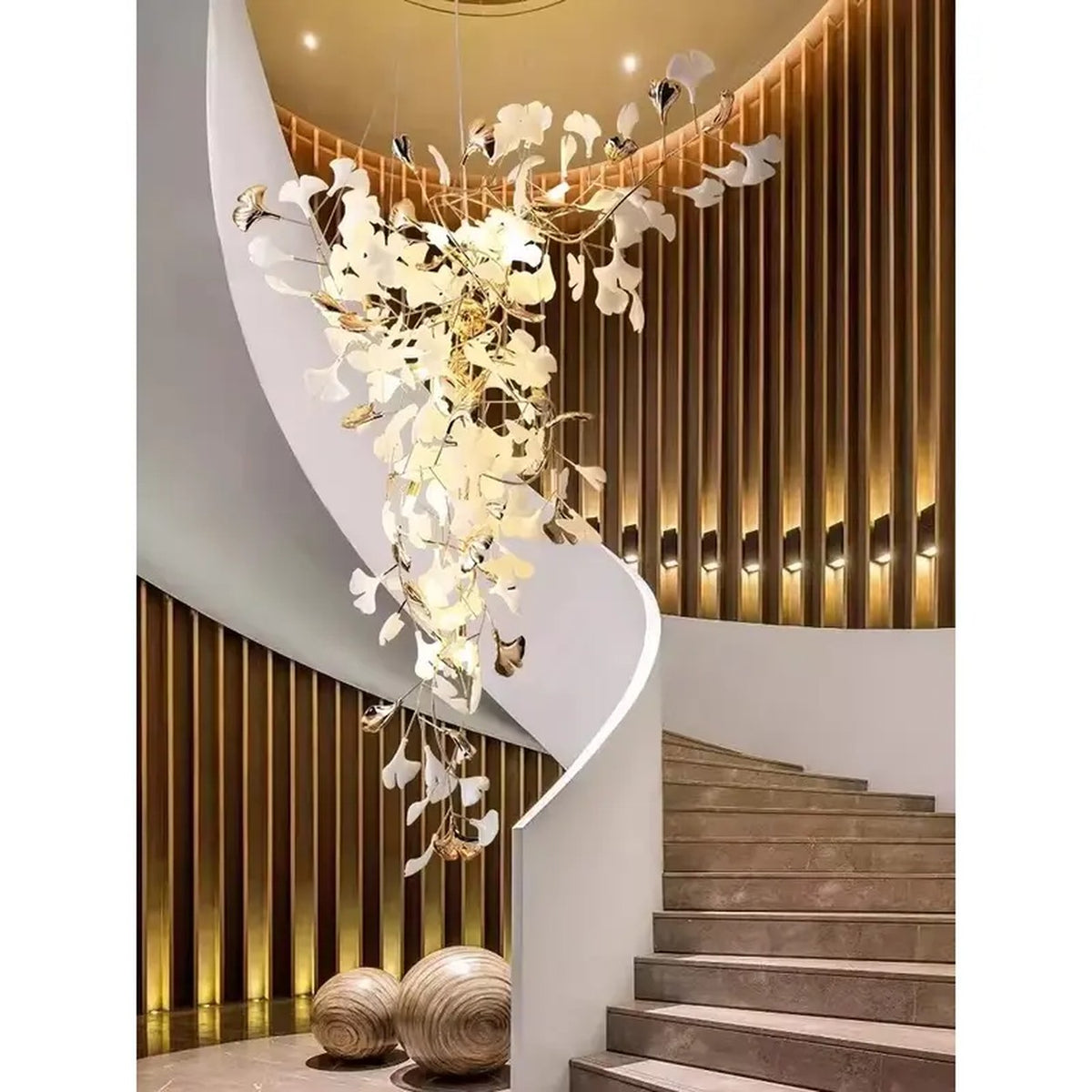 AM0577 — Light Luxury Spiral Staircase Chandelier for Stairwells