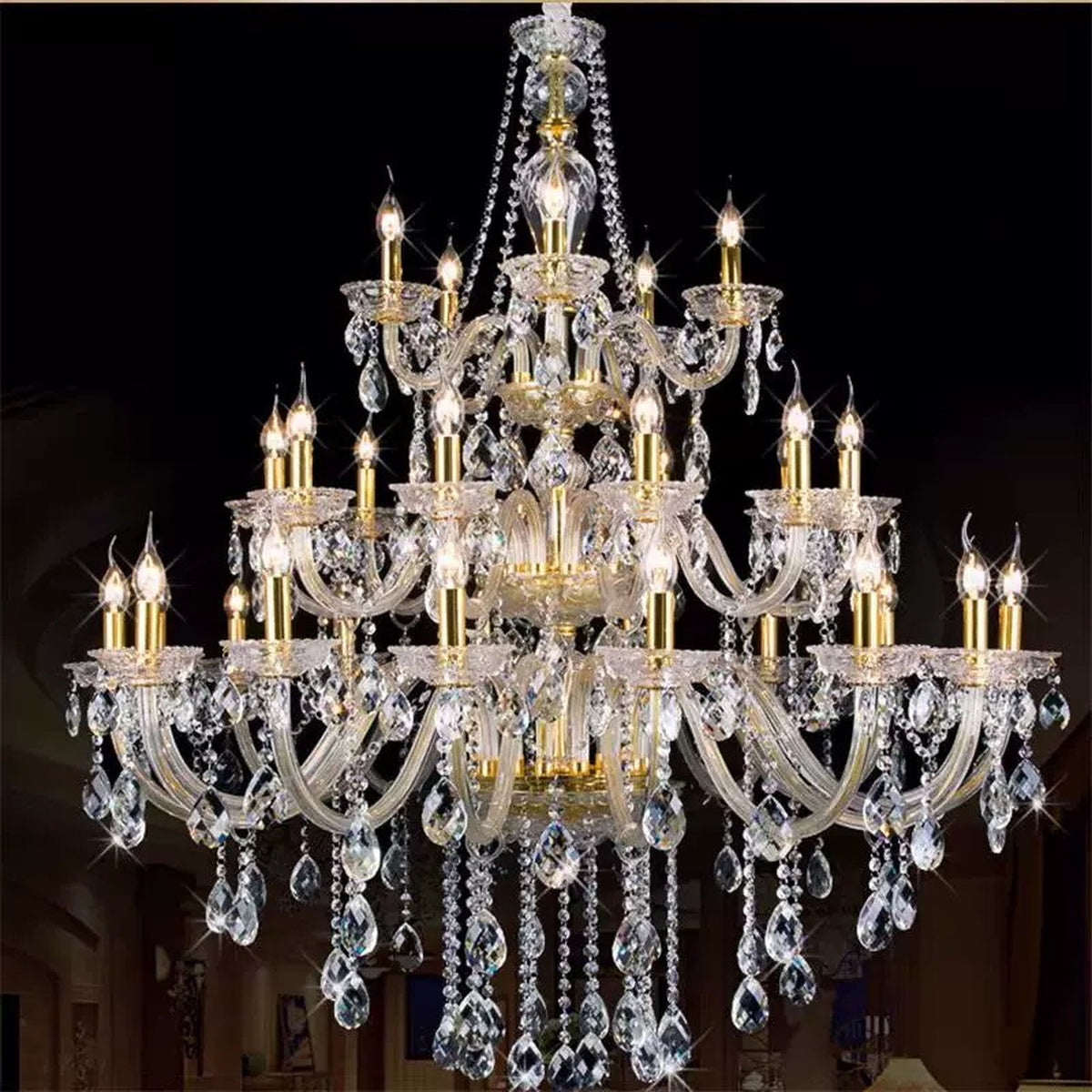 AM0830 — European Grand Hall Crystal Stainless Steel Chandelier for Loft Spaces & Duplex Spaces