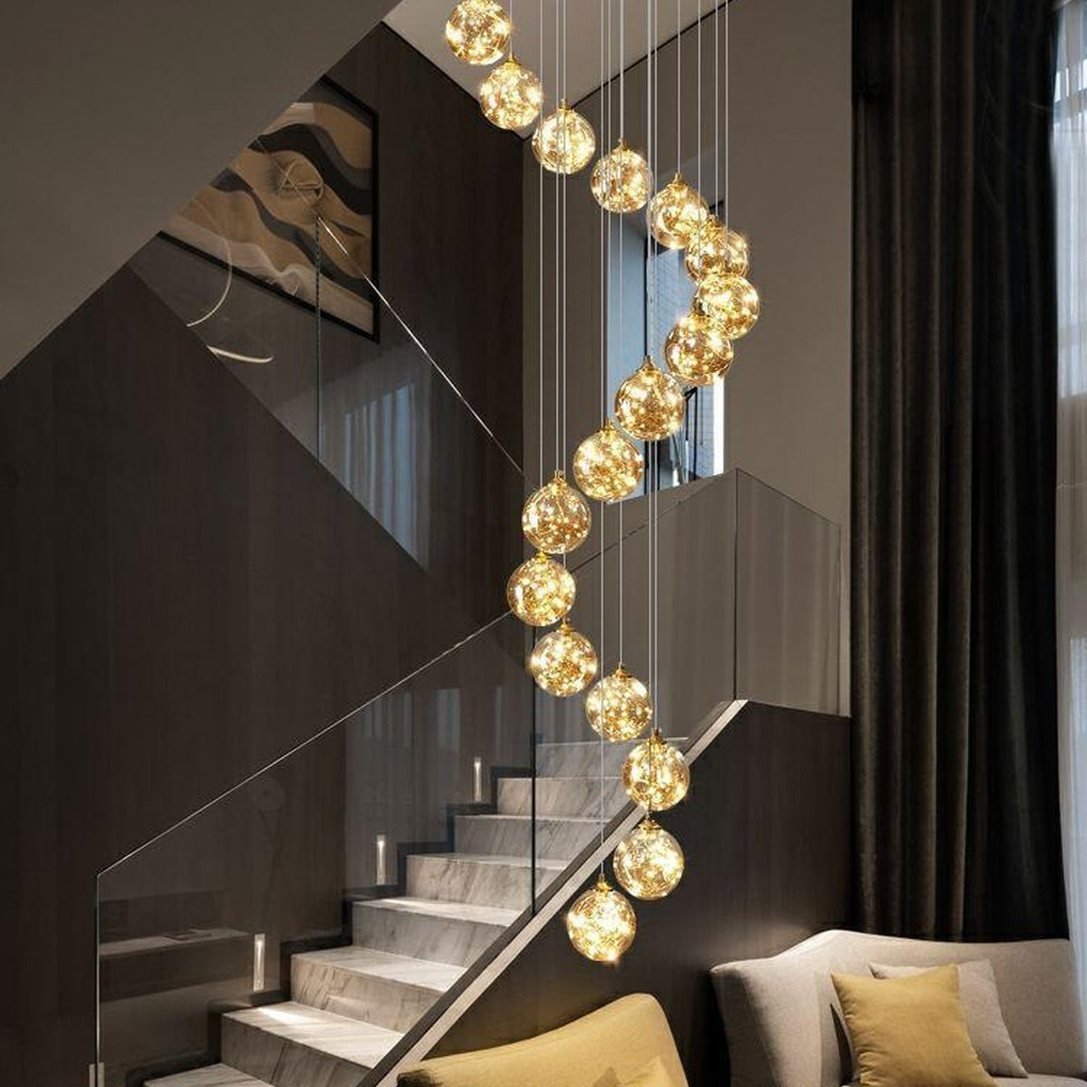 AM0576 — Modern Minimalist Stairwell Chandelier for Living Rooms