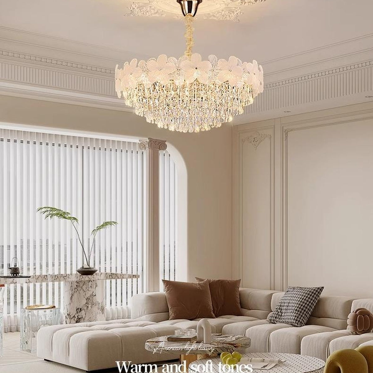AM0484 — Modern Luxury Floral Crystal Chandelier for Living Rooms