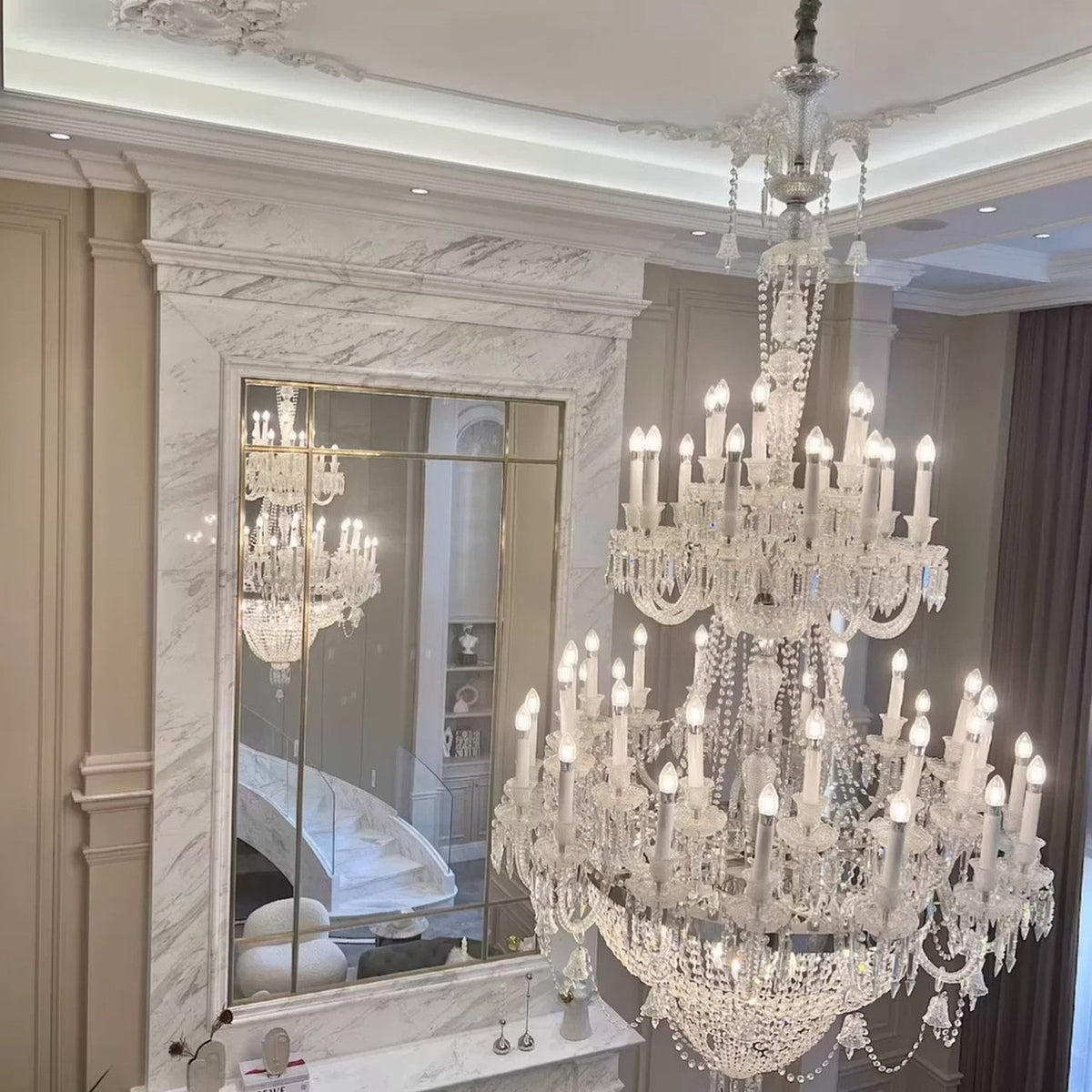 AM0863 — European Stairwell Stainless Steel Chandelier for Loft Spaces & Duplex Spaces