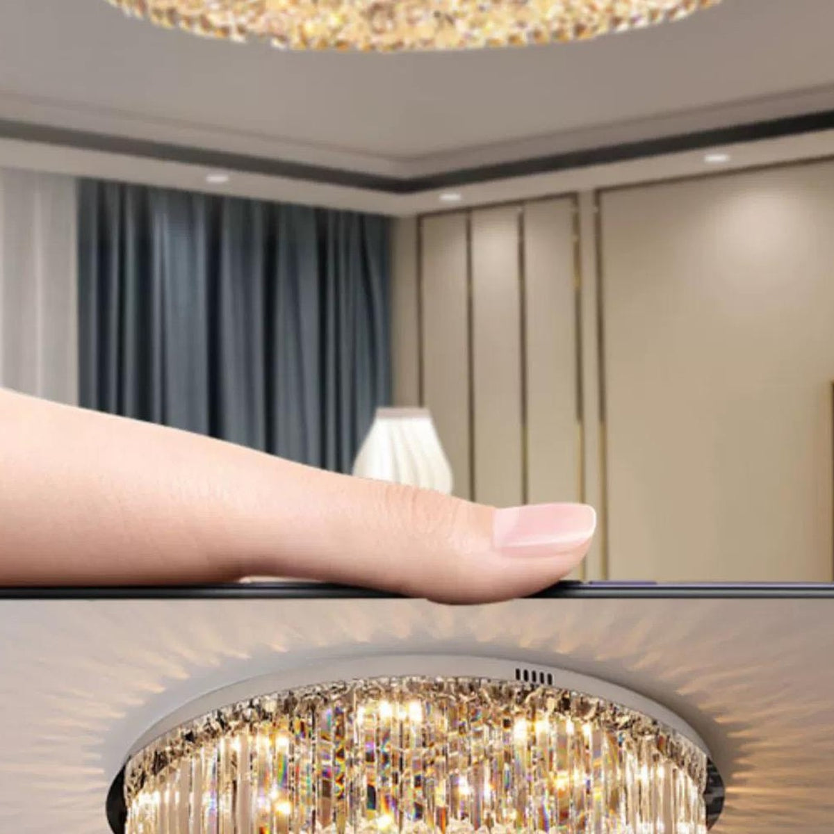 AM0518 — Light Luxury Square Crystal Ceiling Light for Living Rooms