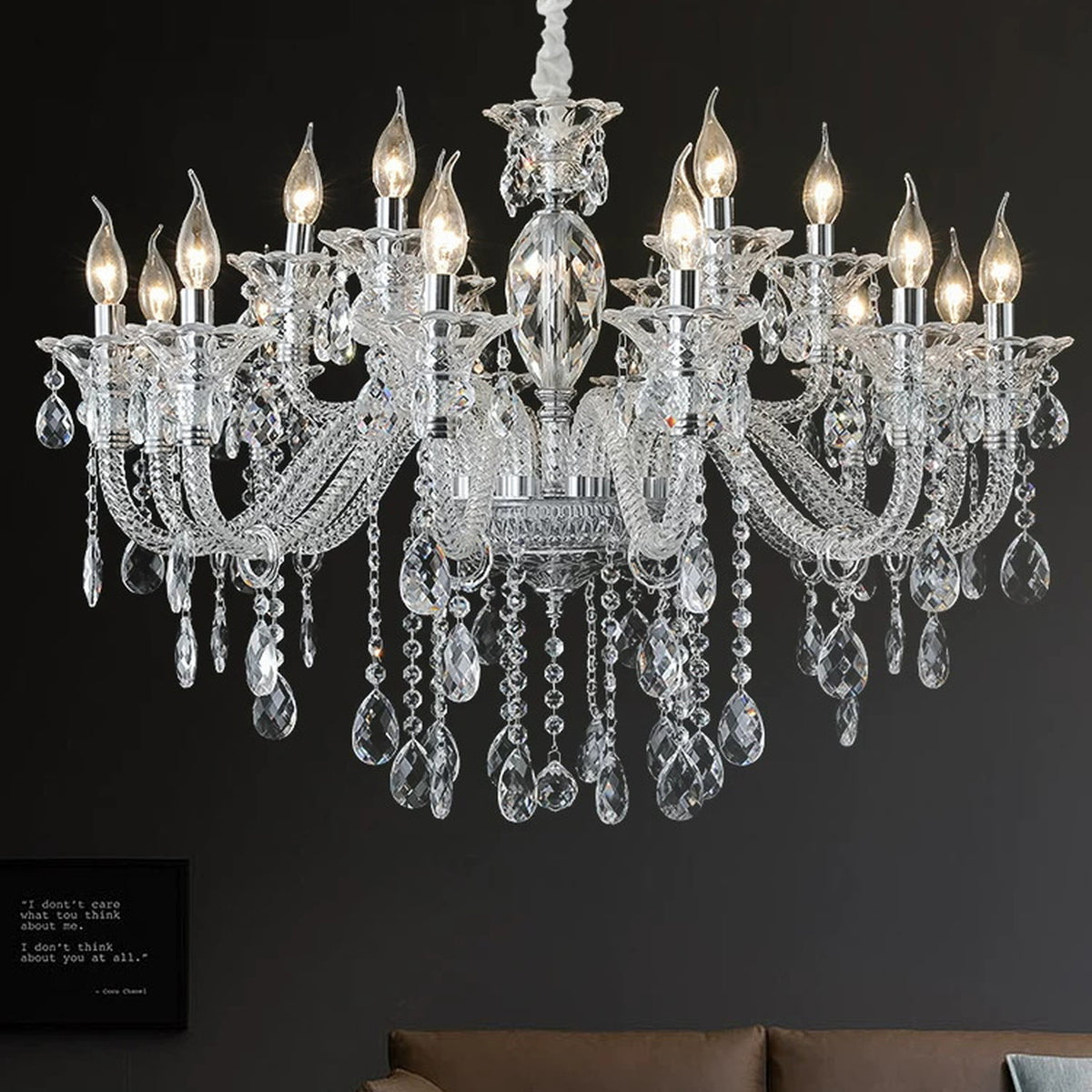 AM0840 — French Grand Hall Crystal Stainless Steel Chandelier for Living Rooms & Dining Rooms