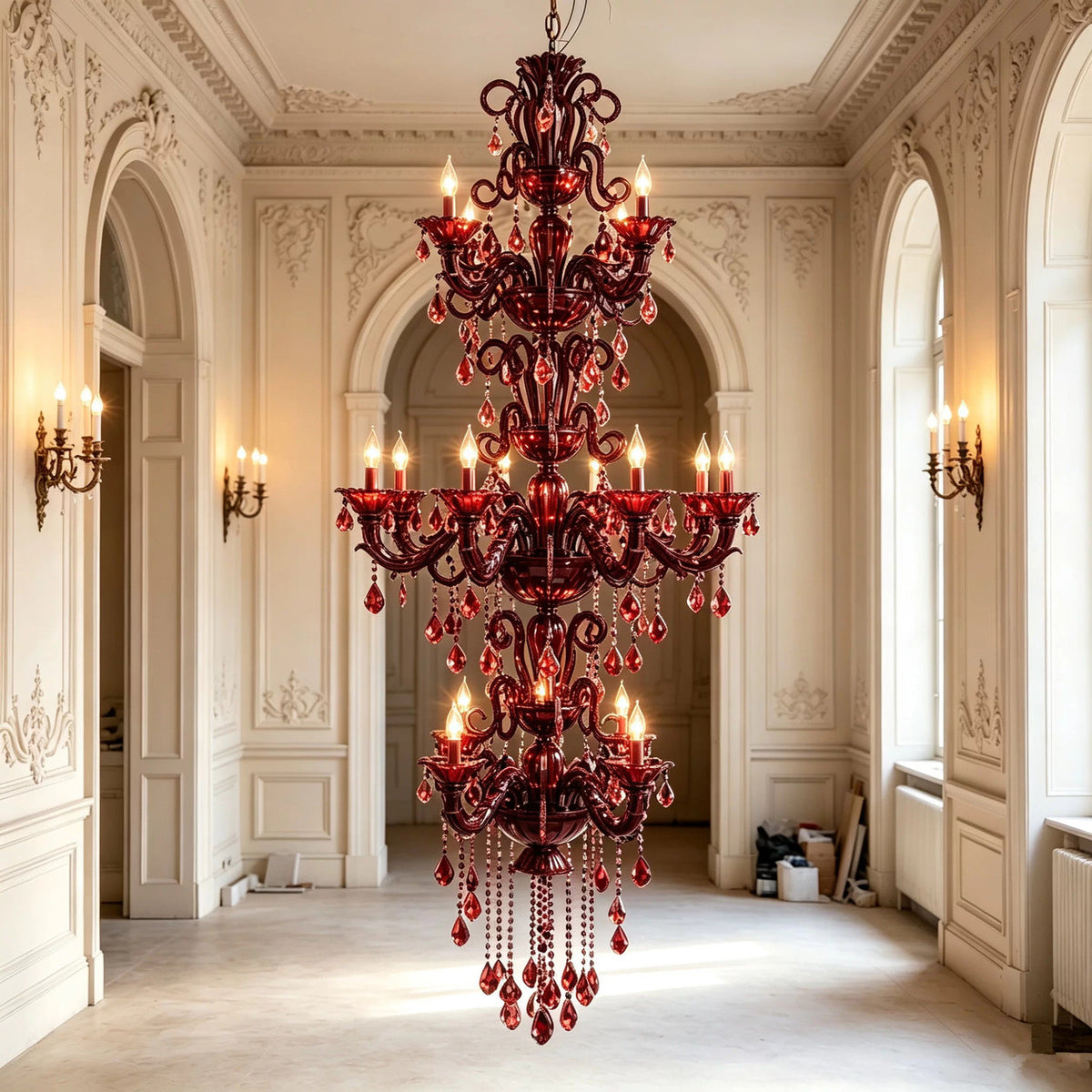 AM0854 — European Stairwell Duplex Crystal Chandelier for Living Rooms & Dining Rooms