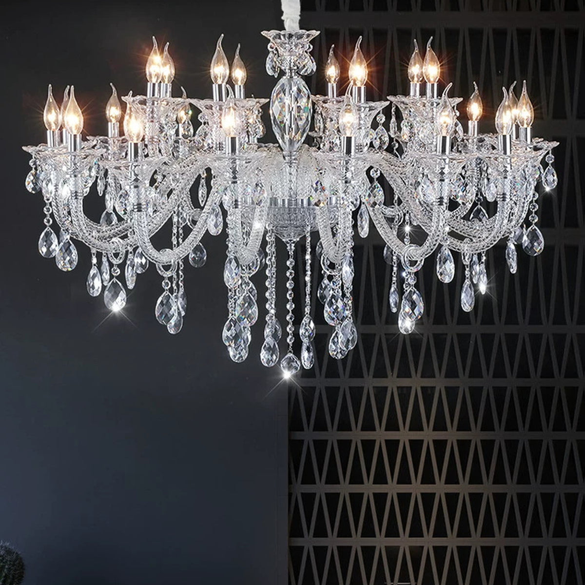 AM0840 — French Grand Hall Crystal Stainless Steel Chandelier for Living Rooms & Dining Rooms