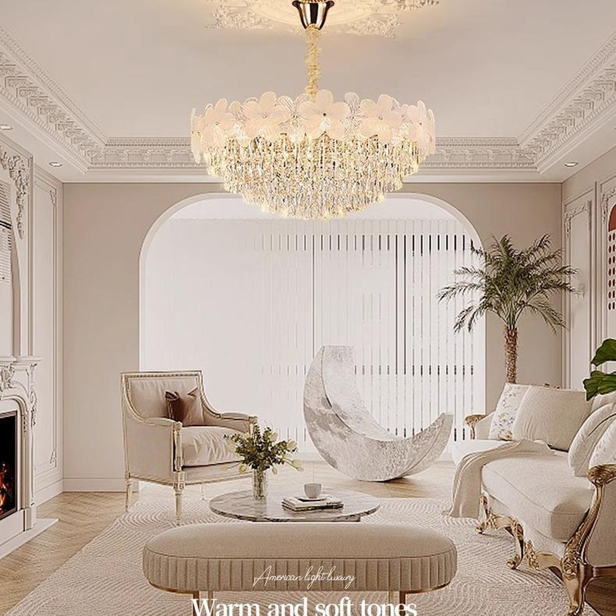 AM0484 — Modern Luxury Floral Crystal Chandelier for Living Rooms