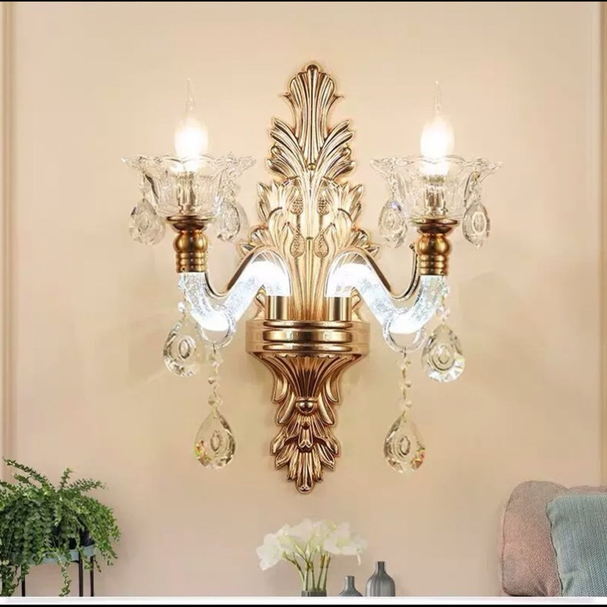 AM0837 — European Stairwell Crystal Wall Light for Living Rooms & Dining Rooms