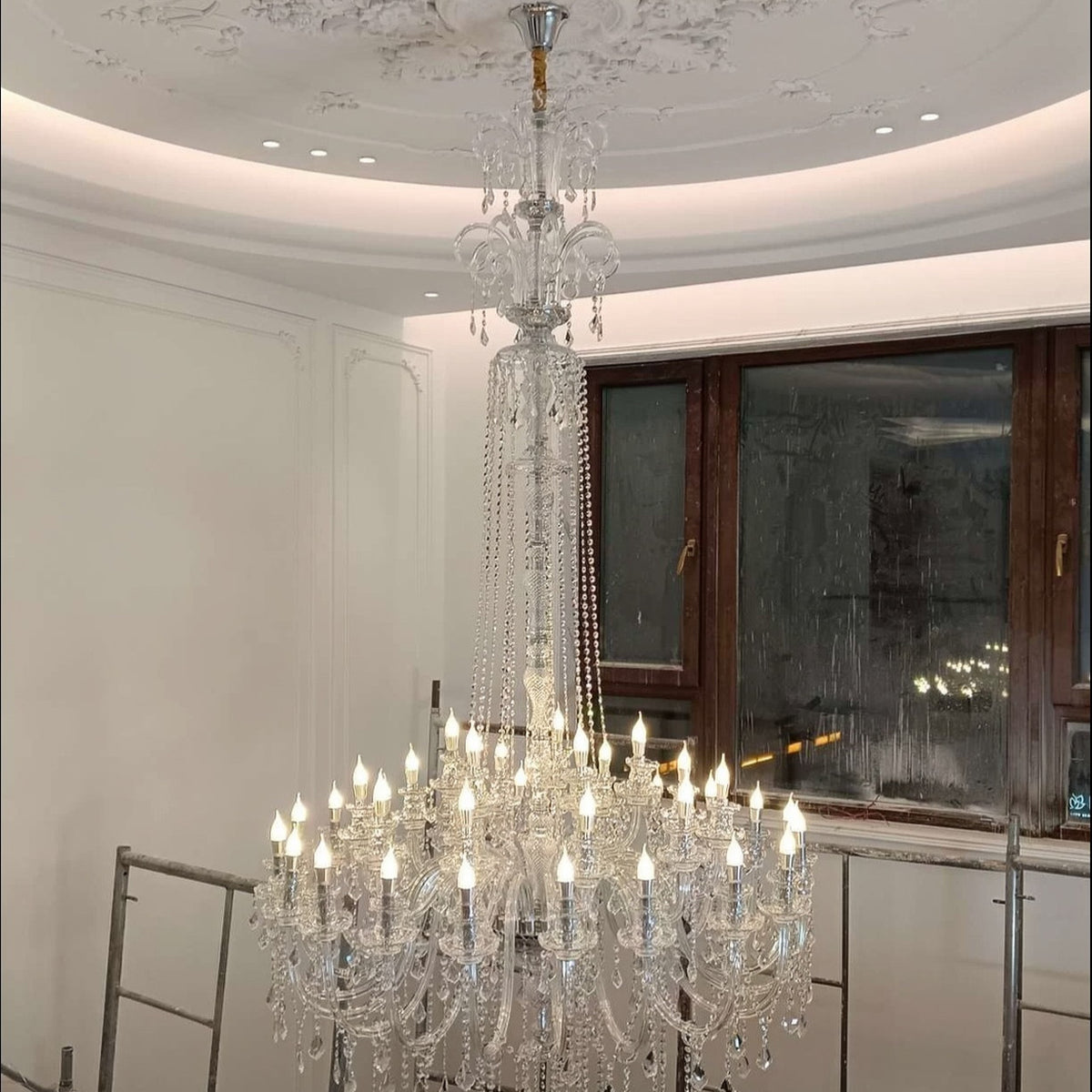 AM0863 — European Stairwell Stainless Steel Chandelier for Loft Spaces & Duplex Spaces