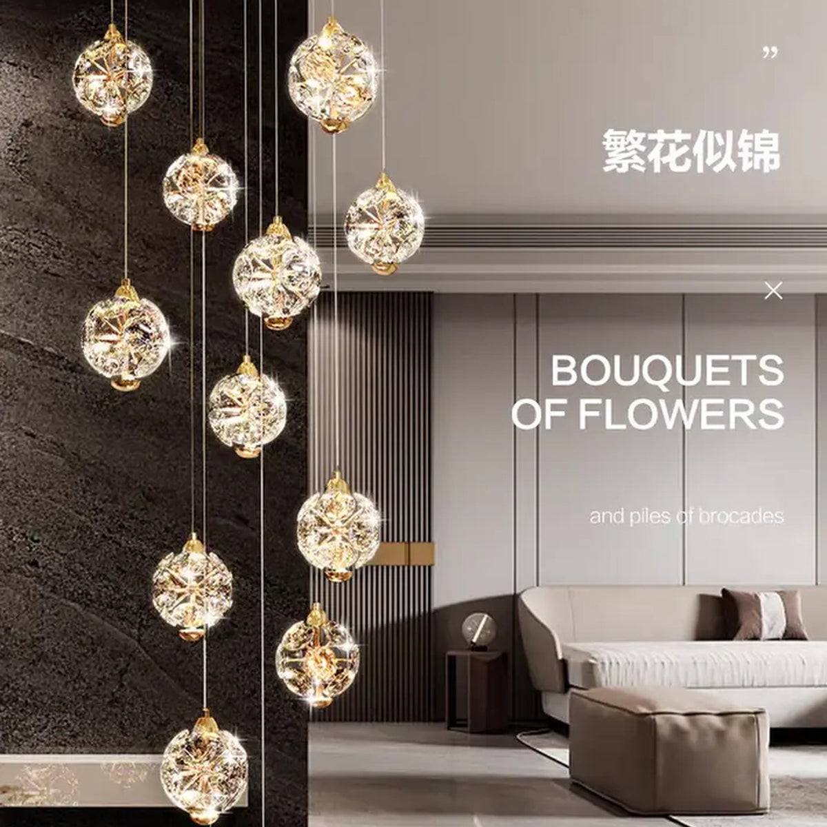 AM0515 — Light Luxury Crystal Chandelier for Living Rooms