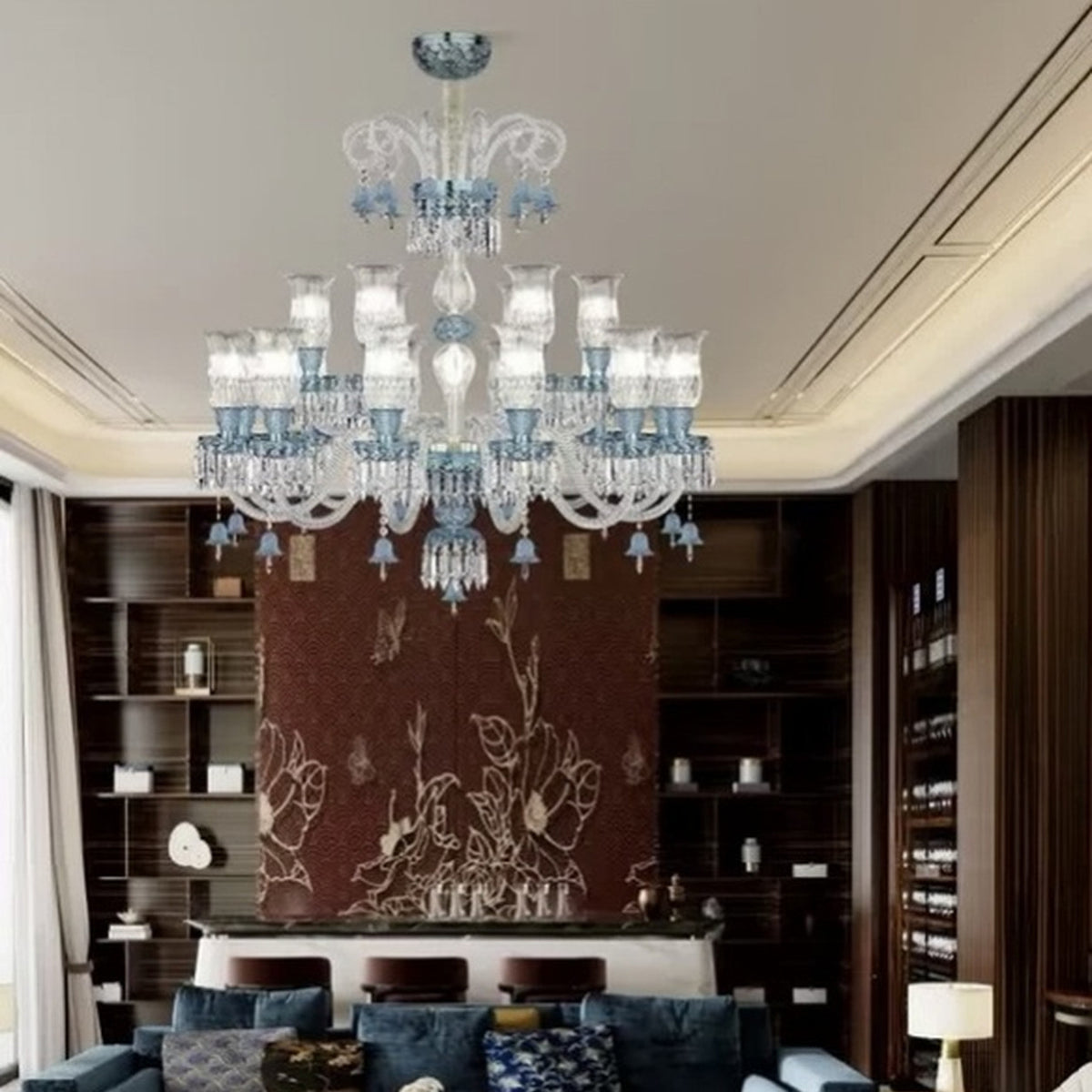 AM0853 — French Stairwell Duplex Glass Chandelier for Hotels & Ballrooms