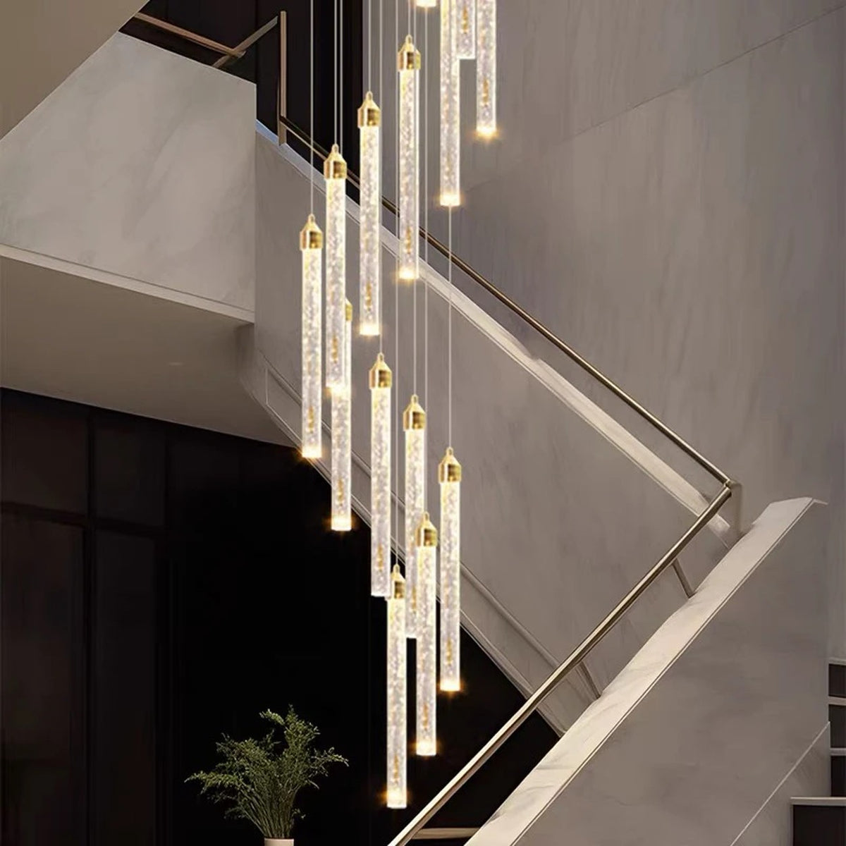 AM0495 — Modern Minimalist Spiral Staircase Crystal Chandelier for Stairwells
