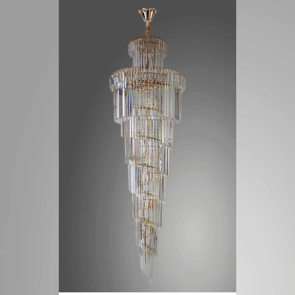 AM0636 — Minimalist Spiral Staircase Crystal Chandelier for Living Rooms