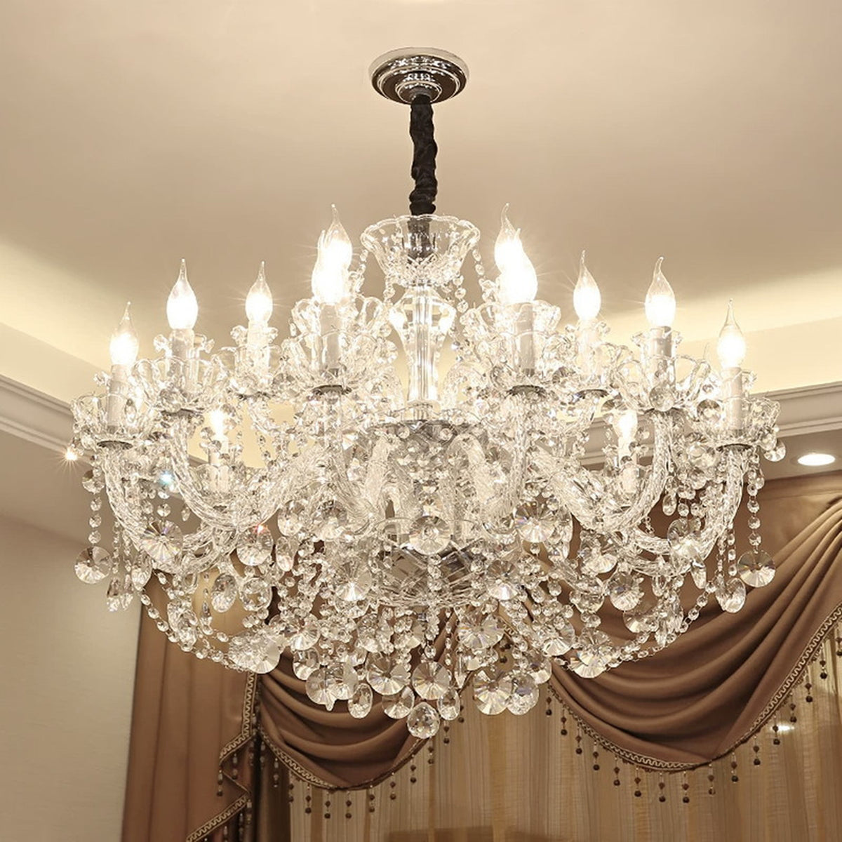 AM0775 — European Candle Crystal Glass Chandelier for Living Rooms