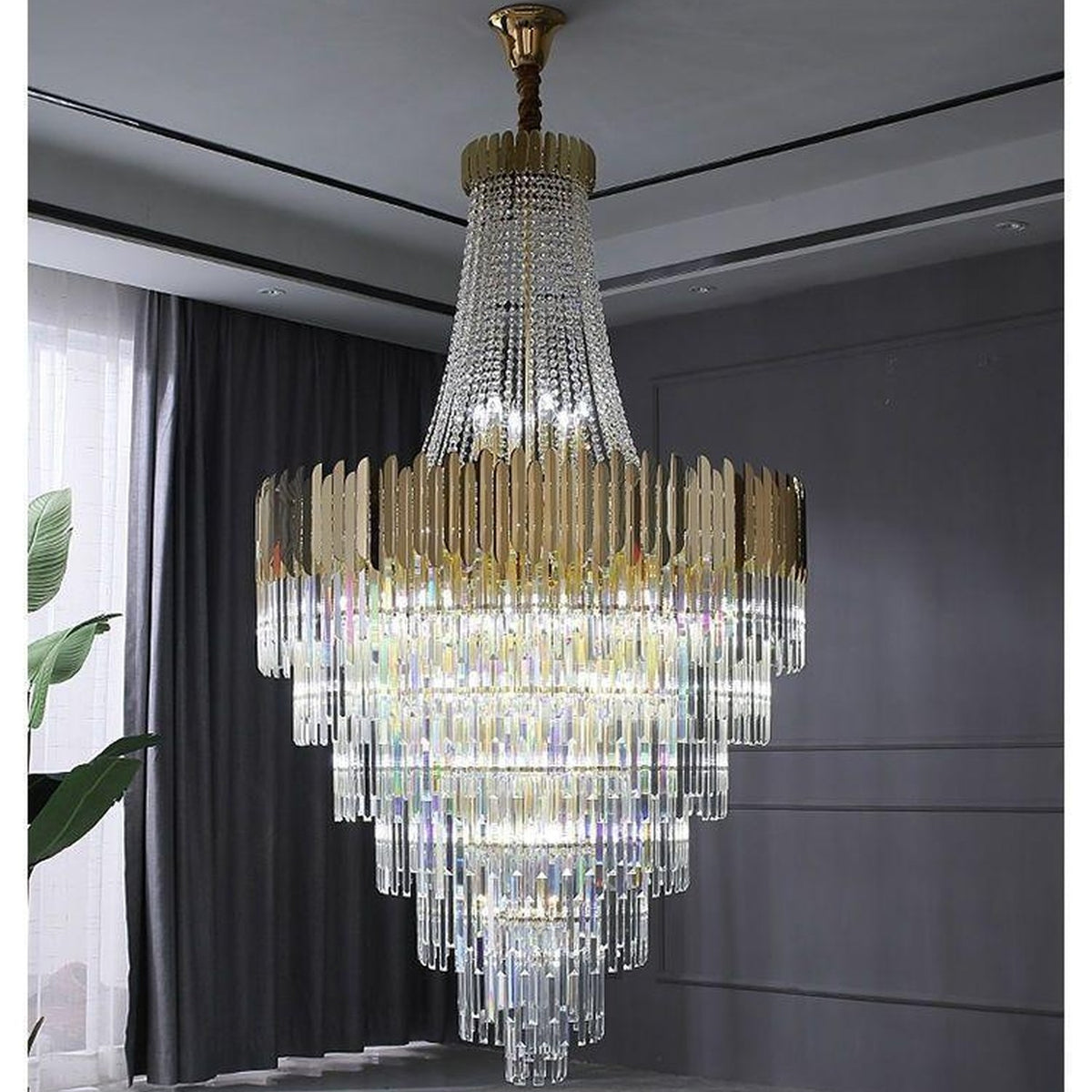 AM0533 — European Linear Crystal Chandelier for Living Rooms