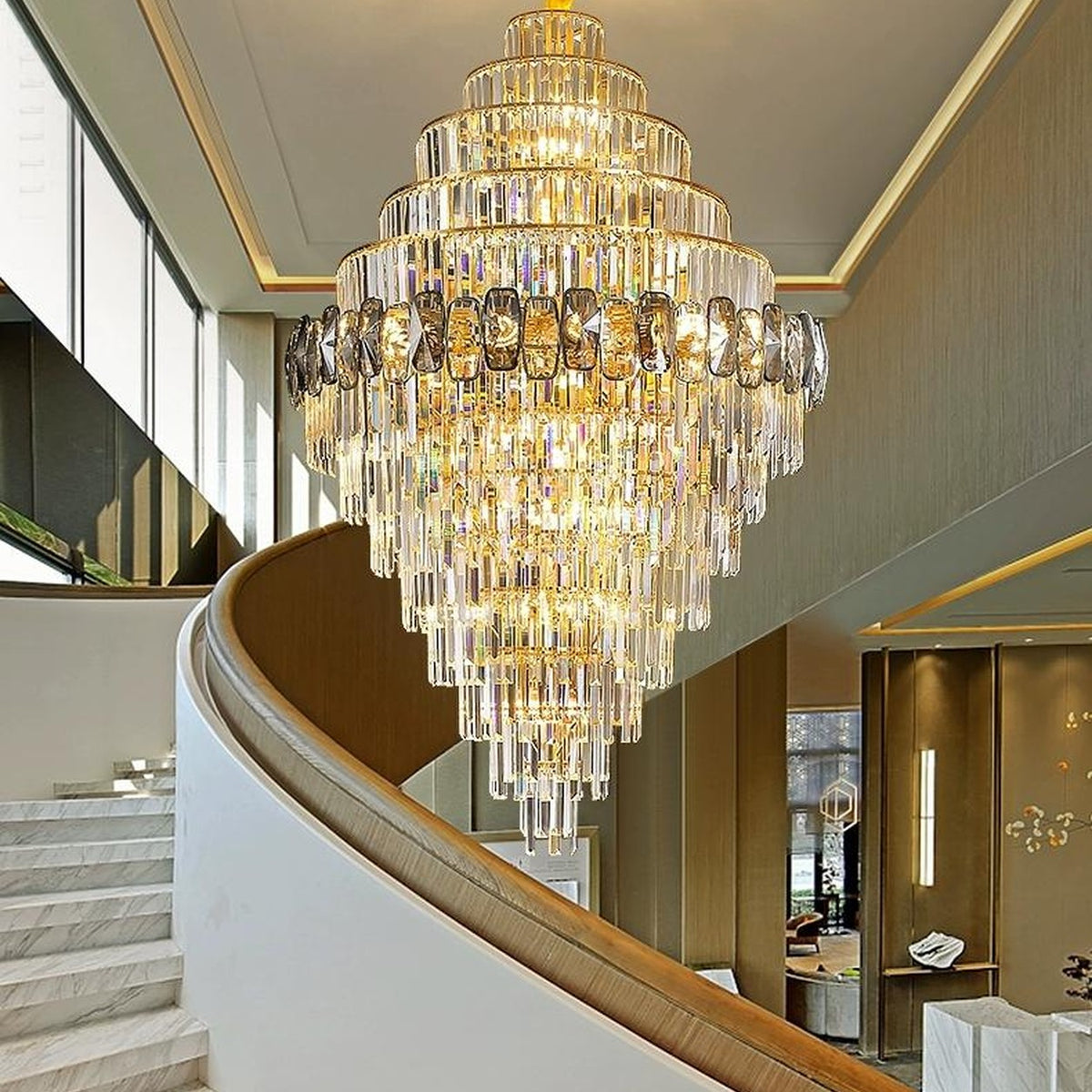 AM0555 — Light Luxury Stairwell Chandelier for Living Rooms