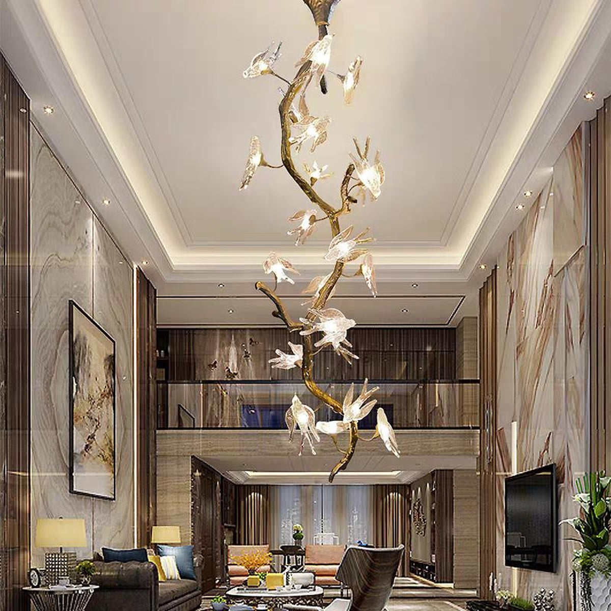 AM0594 — Light Luxury Stairwell Crystal Chandelier for Living Rooms