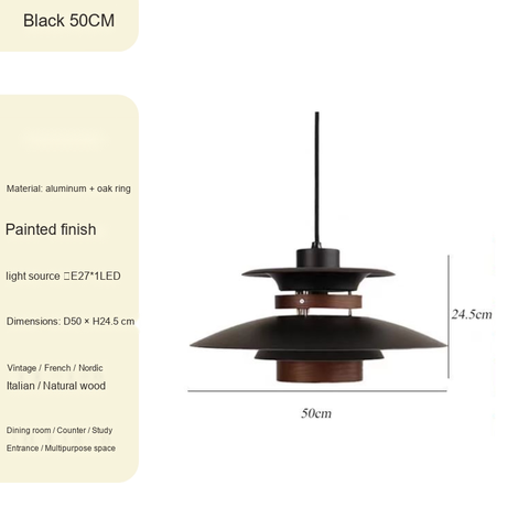 Black + Walnut finish Large 50CM Light source light source