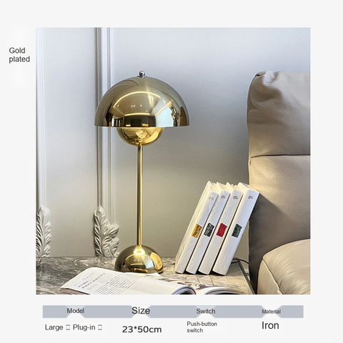 Gold plated · Bulb included · Push-button switch