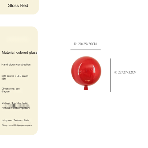 Wall light · Gloss Red · 20x20x22cm