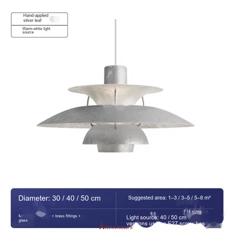 Hand-applied silver leaf Warm-white light source · 30x30x16cm